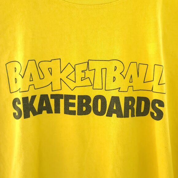 Basketball SkateBoards Mens Sweatshirt Tee Shirt Sz LG Yellow Long Sleeve EUC - Picture 2 of 11